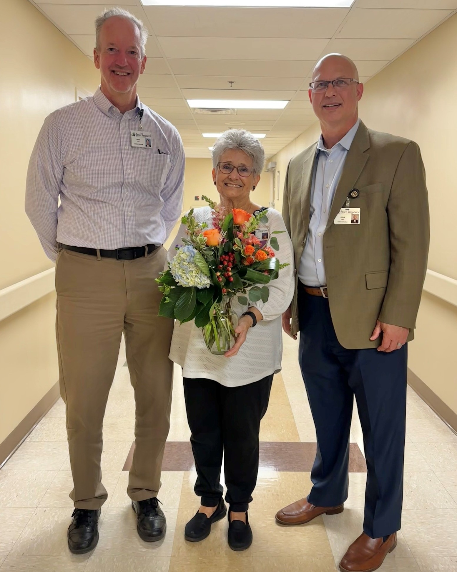 Employee Judy Melvin is recognized for 55 years of service