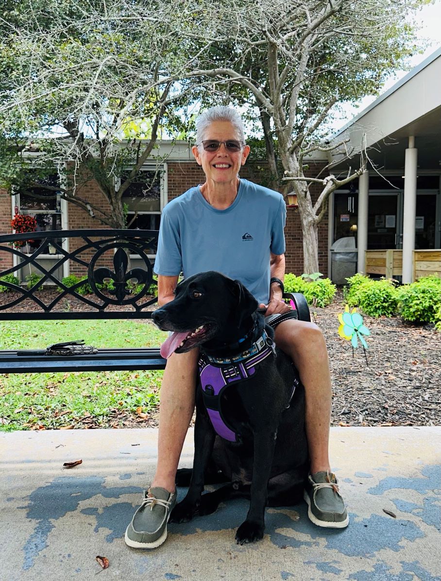 Kelly Michaud with her dog, Bailey